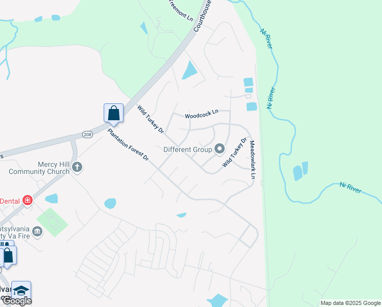map of restaurants, bars, coffee shops, grocery stores, and more near 10600 Redbird Lane in Spotsylvania Courthouse
