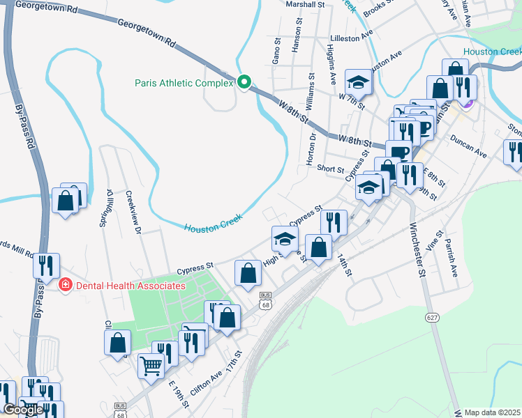 map of restaurants, bars, coffee shops, grocery stores, and more near 224 Doyle Avenue in Paris