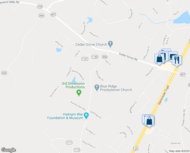 map of restaurants, bars, coffee shops, grocery stores, and more near 48 Northridge Road in Ruckersville