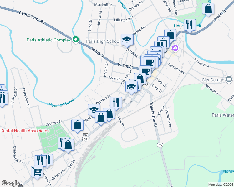 map of restaurants, bars, coffee shops, grocery stores, and more near 120 12th Street in Paris
