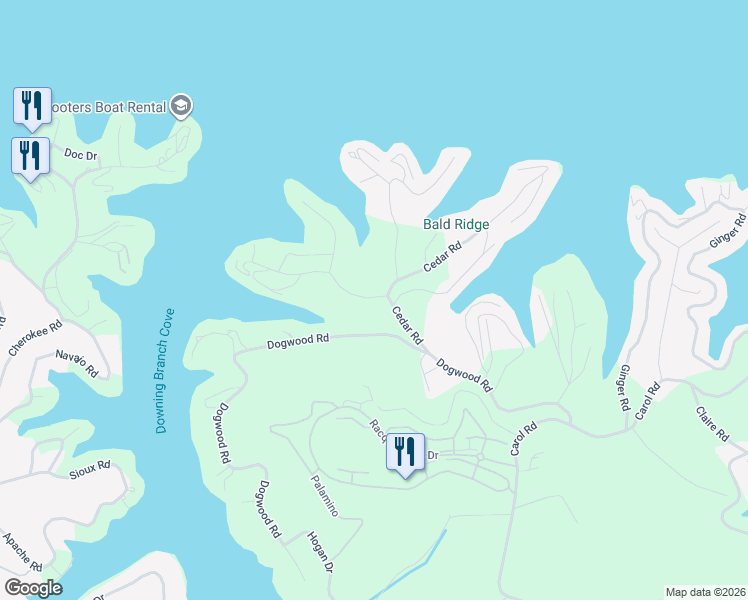 map of restaurants, bars, coffee shops, grocery stores, and more near Walnut Road in Lake Ozark
