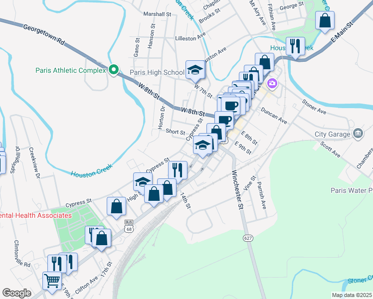 map of restaurants, bars, coffee shops, grocery stores, and more near 120 12th Street in Paris