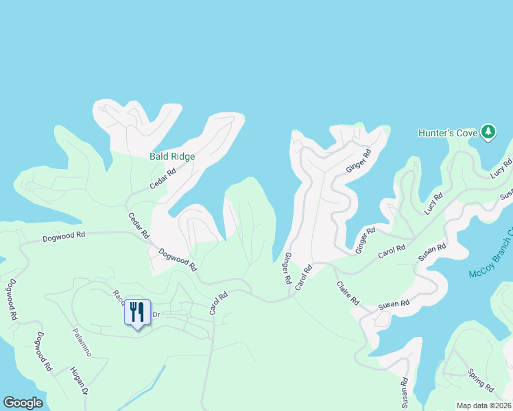 map of restaurants, bars, coffee shops, grocery stores, and more near Red Bud Road in Lake Ozark