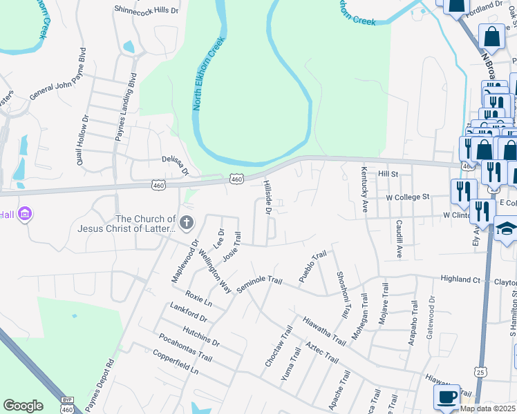 map of restaurants, bars, coffee shops, grocery stores, and more near 104 Springside Avenue in Georgetown
