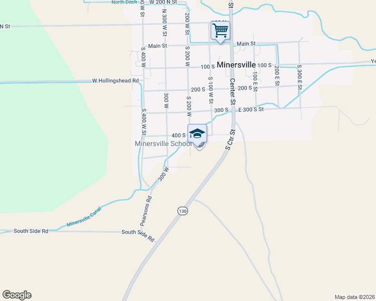 map of restaurants, bars, coffee shops, grocery stores, and more near 485 South 200 West in Minersville