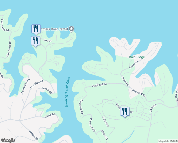 map of restaurants, bars, coffee shops, grocery stores, and more near 1-99 Walnut Court in Lake Ozark