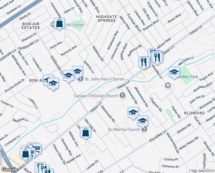 map of restaurants, bars, coffee shops, grocery stores, and more near 206 Flanders Court in Louisville