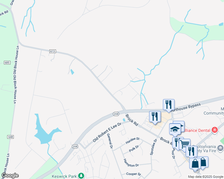 map of restaurants, bars, coffee shops, grocery stores, and more near 9000 Judiciary Drive in Spotsylvania Courthouse