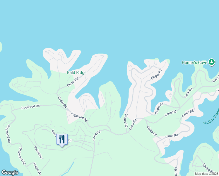 map of restaurants, bars, coffee shops, grocery stores, and more near Red Bud Road in Lake Ozark