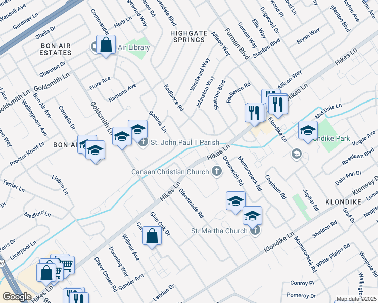 map of restaurants, bars, coffee shops, grocery stores, and more near 206 Flanders Court in Louisville