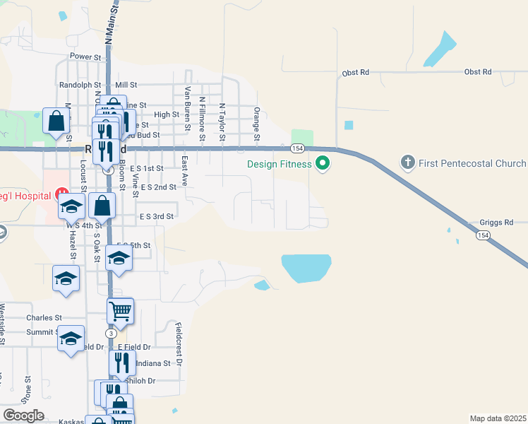 map of restaurants, bars, coffee shops, grocery stores, and more near 351 Lockwood Drive in Red Bud