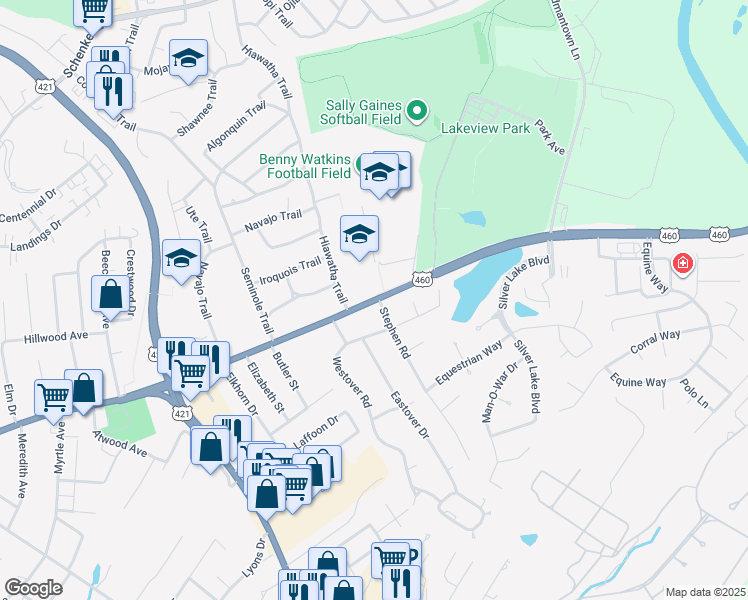 map of restaurants, bars, coffee shops, grocery stores, and more near 1100 East Main Street in Frankfort