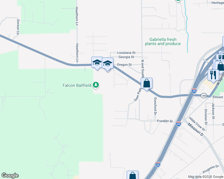map of restaurants, bars, coffee shops, grocery stores, and more near 1051 Deerfield Drive in Sullivan