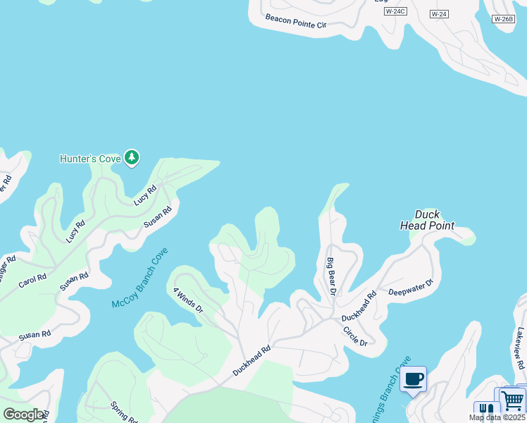 map of restaurants, bars, coffee shops, grocery stores, and more near 12 Monarch Cove Court in Lake Ozark