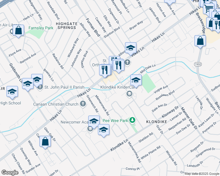 map of restaurants, bars, coffee shops, grocery stores, and more near 3713 Briarbridge Lane in Louisville