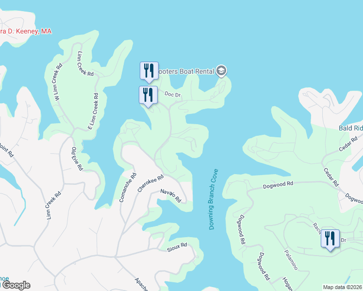 map of restaurants, bars, coffee shops, grocery stores, and more near 64 Sac Road in Lake Ozark