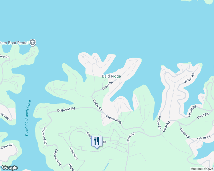 map of restaurants, bars, coffee shops, grocery stores, and more near Cedar Road in Lake Ozark