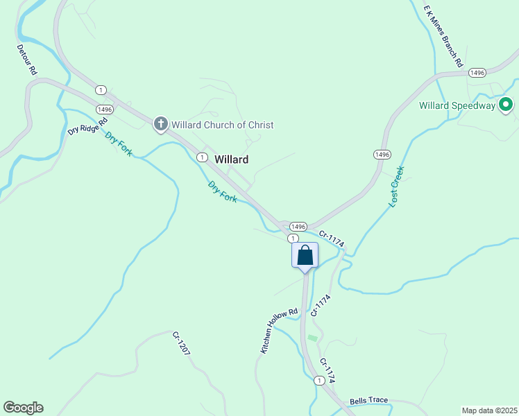 map of restaurants, bars, coffee shops, grocery stores, and more near in Willard