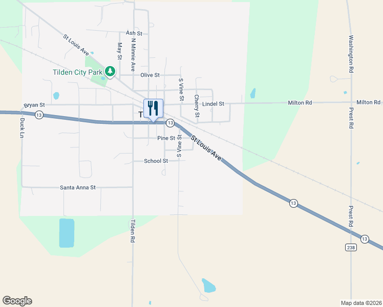 map of restaurants, bars, coffee shops, grocery stores, and more near 302 Walnut Street in Tilden