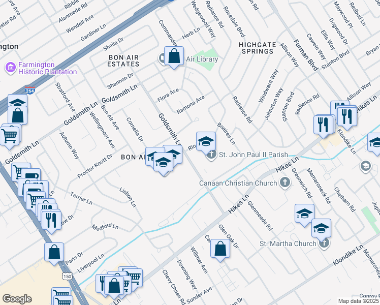map of restaurants, bars, coffee shops, grocery stores, and more near 2801 Rio Rita Ave in Louisville