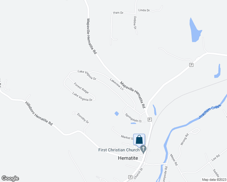 map of restaurants, bars, coffee shops, grocery stores, and more near 1739 Lakeview Lane in Festus