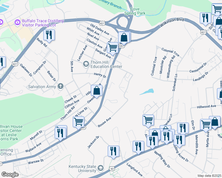 map of restaurants, bars, coffee shops, grocery stores, and more near 2 Tracy Court in Frankfort