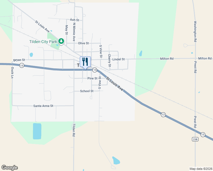 map of restaurants, bars, coffee shops, grocery stores, and more near 302 Walnut Street in Tilden
