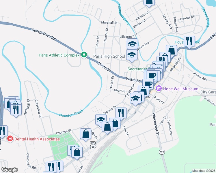 map of restaurants, bars, coffee shops, grocery stores, and more near 875 Lylesville Street in Paris