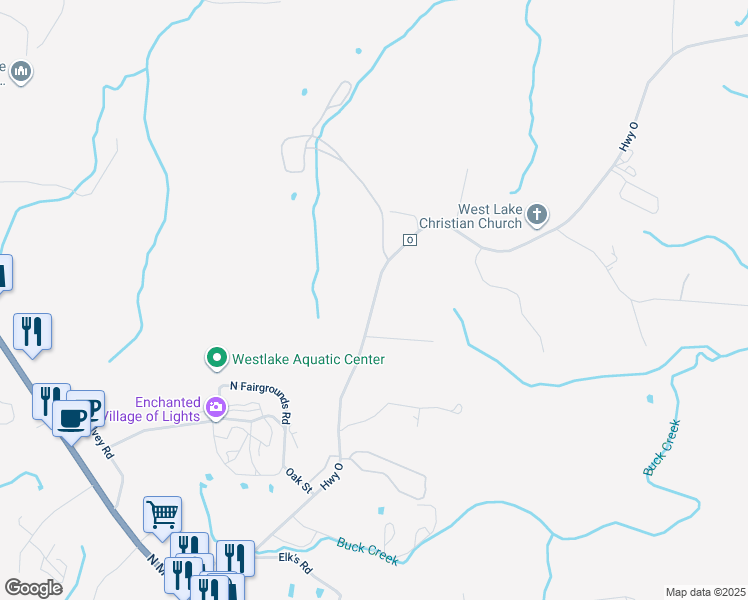 map of restaurants, bars, coffee shops, grocery stores, and more near 699-799 State Highway O in Laurie