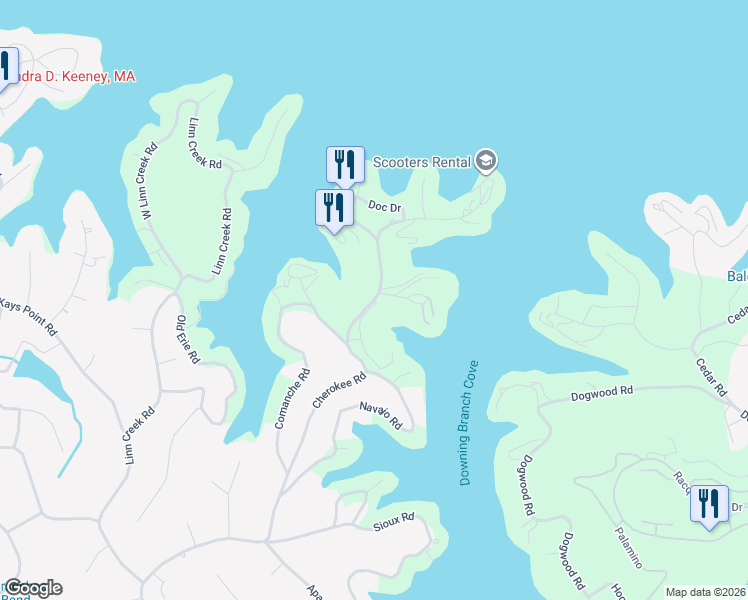 map of restaurants, bars, coffee shops, grocery stores, and more near 36-42 Sac Road in Lake Ozark