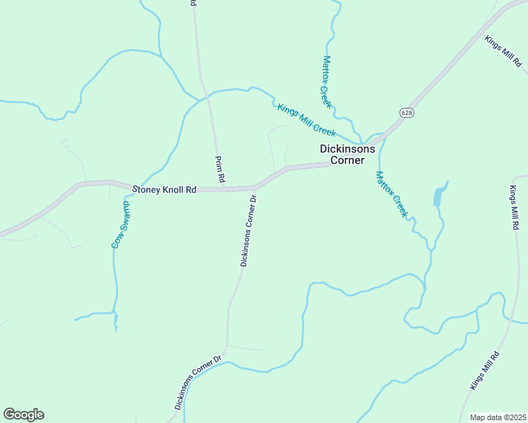 map of restaurants, bars, coffee shops, grocery stores, and more near Dickinsons Corner Drive in King George County