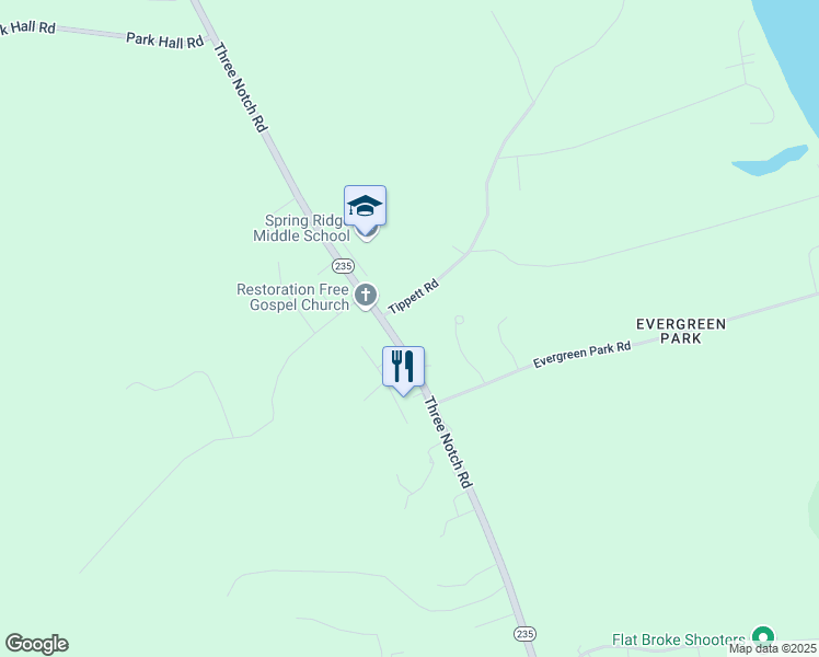 map of restaurants, bars, coffee shops, grocery stores, and more near 19754 Three Notch Road in Lexington Park