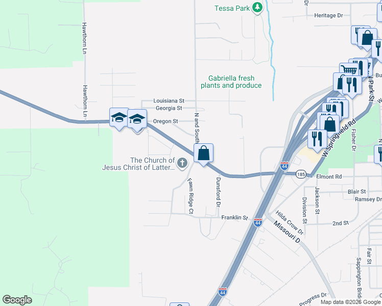 map of restaurants, bars, coffee shops, grocery stores, and more near 1006 Elmont Road in Sullivan