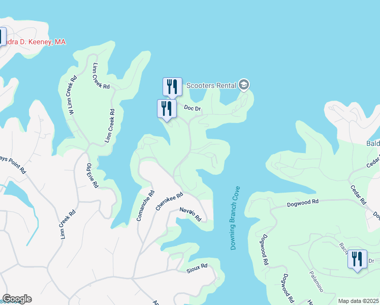 map of restaurants, bars, coffee shops, grocery stores, and more near 42 Sac Rd in Lake Ozark