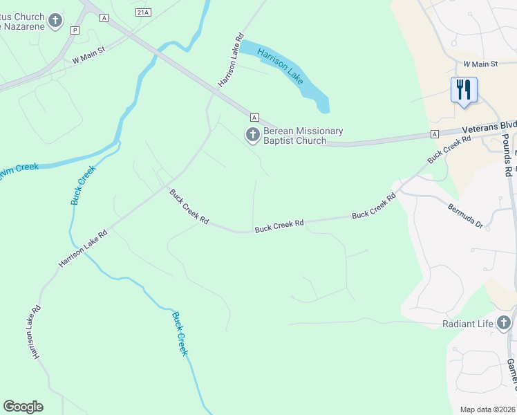 map of restaurants, bars, coffee shops, grocery stores, and more near 13100 Davis Lane in Festus