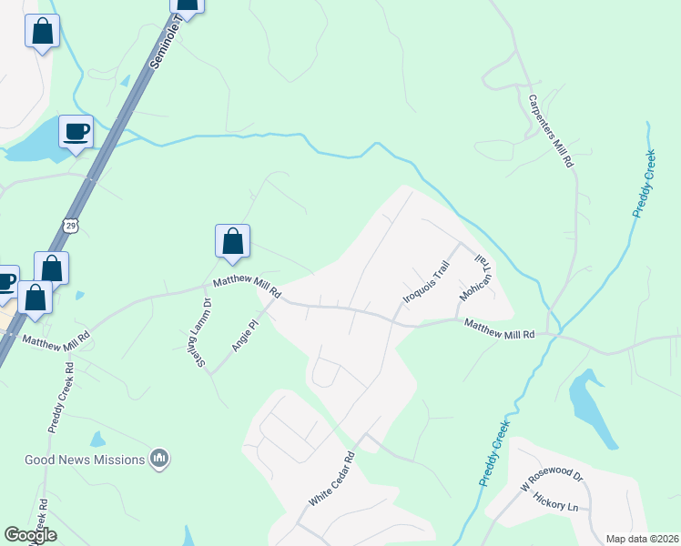 map of restaurants, bars, coffee shops, grocery stores, and more near 43 Oak Terrace Drive in Ruckersville