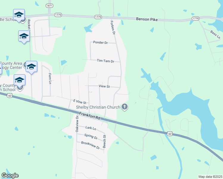 map of restaurants, bars, coffee shops, grocery stores, and more near 2137 View Street in Shelbyville