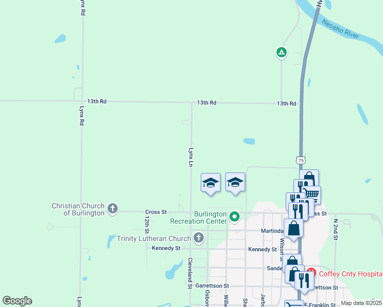 map of restaurants, bars, coffee shops, grocery stores, and more near 1254 Lynx Lane in Burlington
