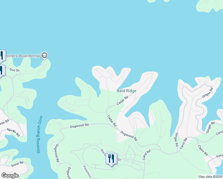 map of restaurants, bars, coffee shops, grocery stores, and more near 128 Maple Road in Lake Ozark