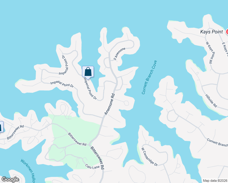map of restaurants, bars, coffee shops, grocery stores, and more near Anemone Road in Lake Ozark