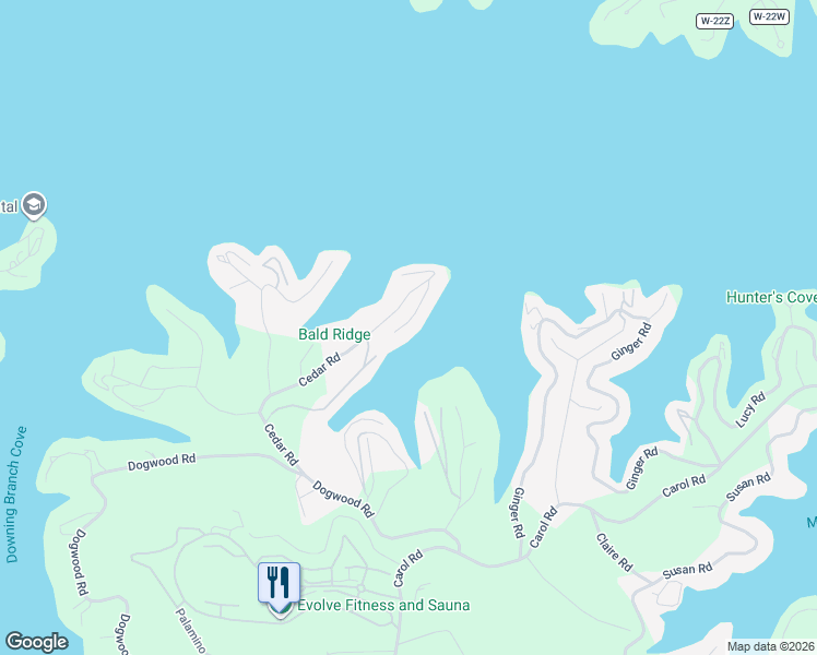map of restaurants, bars, coffee shops, grocery stores, and more near Cedar Rd in Lake Ozark