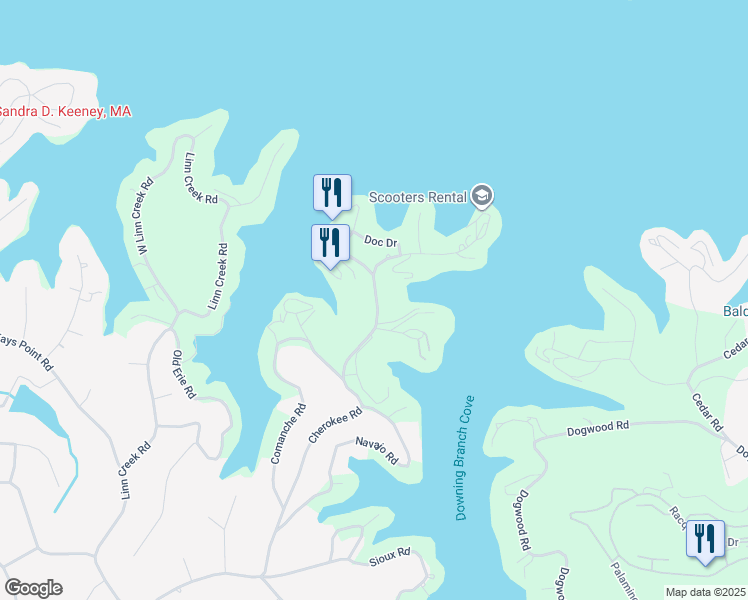 map of restaurants, bars, coffee shops, grocery stores, and more near 1690 Cherokee Road in Lake Ozark