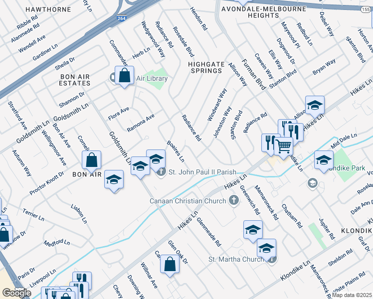 map of restaurants, bars, coffee shops, grocery stores, and more near 3002 Somber Way in Louisville