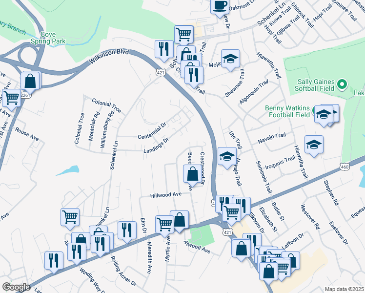 map of restaurants, bars, coffee shops, grocery stores, and more near 884 Chestnut Drive in Frankfort