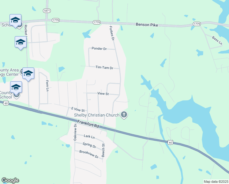 map of restaurants, bars, coffee shops, grocery stores, and more near 2137 View Street in Shelbyville