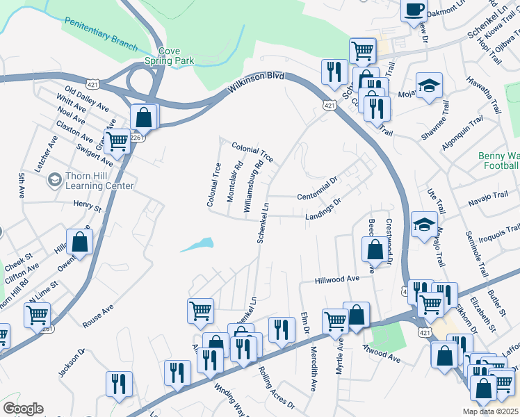 map of restaurants, bars, coffee shops, grocery stores, and more near 420 Schenkel Lane in Frankfort