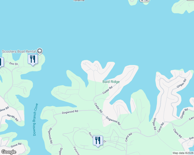 map of restaurants, bars, coffee shops, grocery stores, and more near 128 Maple Road in Lake Ozark