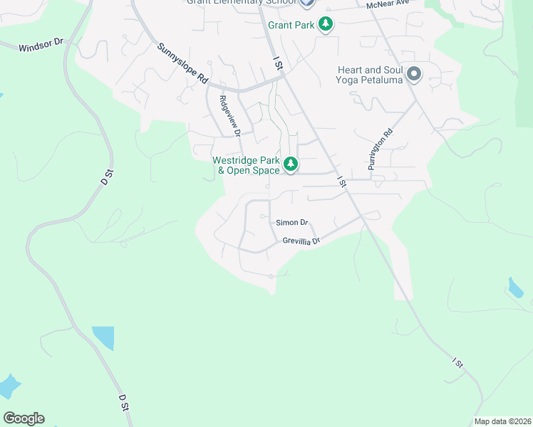 map of restaurants, bars, coffee shops, grocery stores, and more near 302 Lydia Court in Petaluma