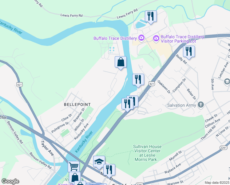 map of restaurants, bars, coffee shops, grocery stores, and more near 400 Englewood Drive in Frankfort