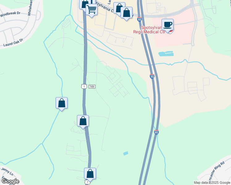 map of restaurants, bars, coffee shops, grocery stores, and more near Pacific Elm Street in Spotsylvania County